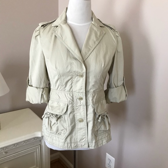 ANN TAYLOR LOFT KHAKI UTILITY CARGO JACKET - Picture 1 of 7